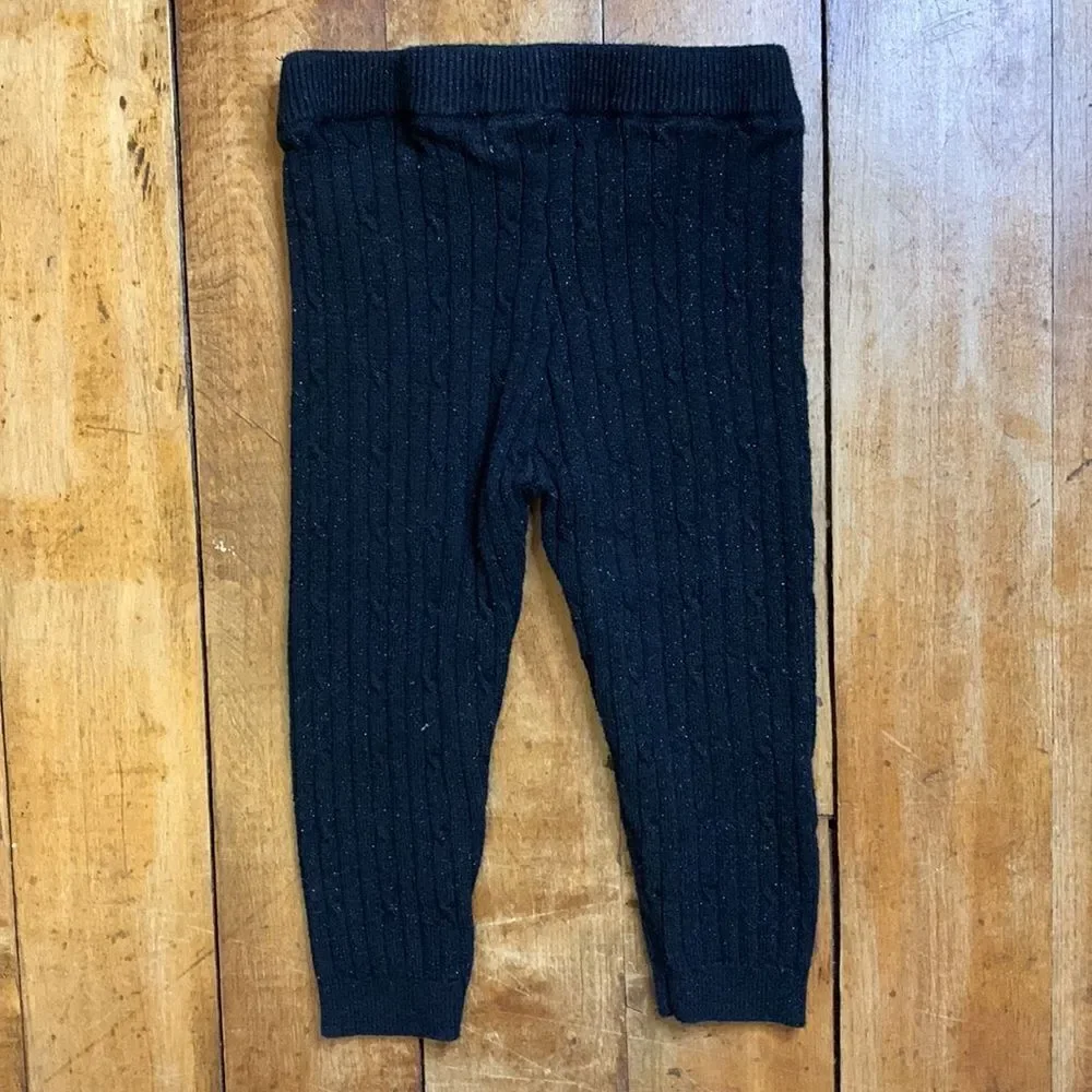 OshKosh cable knit black leggings 18 months tights winter metallic cotton